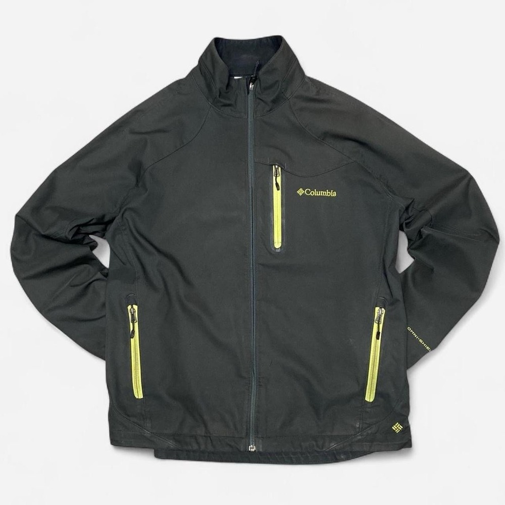 Y2K Columbia light jacket in Charcoal grey with green accents